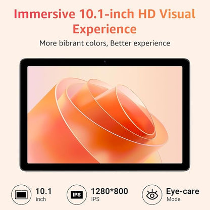 Tablet 10.1 inch, Android 14 Tablets with Octa-core Processor, 8GB + 64GB Storage Up to 1TB Expandable, HD IPS Screen, Long Battery Life, WiFi6, Fast & Portable Tablet for Work & Entertainment