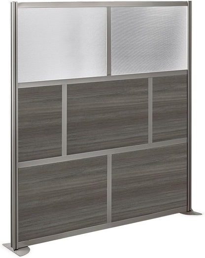 NBF Office Partitions - Cubicle Privacy Panel Wall Divider - Modern Room Separator with Quick Assembly - Indoor Laminate Free Standing Portable Room Divider Panel - 76" H x 72" W (Espresso, Warm Ash)