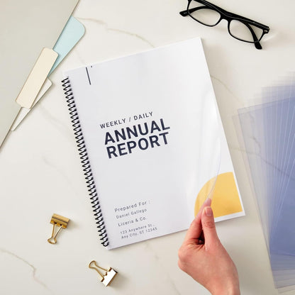 Juvale 100 Pack Clear Presentation Covers for Binding, Letter Size 10 Mil Plastic Sheets for Reports, Presentations, Awards, Books (8.5 x 11 in)