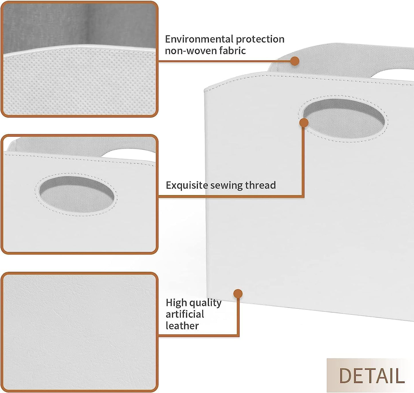 EZDeco Magazine Holder Foldable Magazine Rack Floor PU Leather File Holder Newspaper Book Storage Basket Document File Folder Organizer for Office Home (White-2)