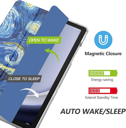 MoKo Case for Galaxy Tab A9+/A9 Plus 11 inch 2023, Slim Stand Protective Smart Cover with Hard PC Translucent Back Shell for Tab A9 Plus Tablet (SM-X210/X216/X218), Auto Wake/Sleep, Starry Night Blue