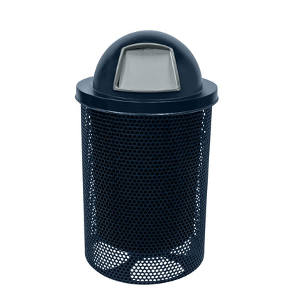 RDT-P-DBL Heavy Duty Round Trash Receptacle with Dome Top, Liner Included, 32 Gallon, Dark Blue, Made in America