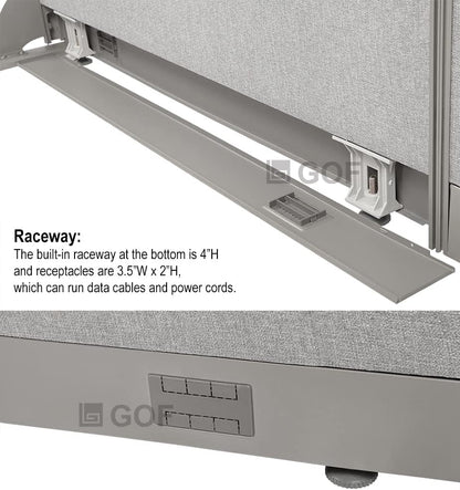 GOF Freestanding Office Partition, Large Fabric Room Divider Panel, 72" W x 48" H