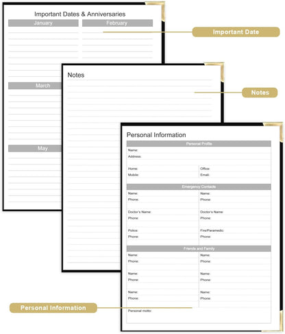 Undated Daily Monthly Planner for 2025 2026 - A4 To Do List with Hourly Schedule, Hardcover Spiral Bound Daily Planner to Increase Focus, Stylish School/Office Supplies, 8.5" x 11", Black