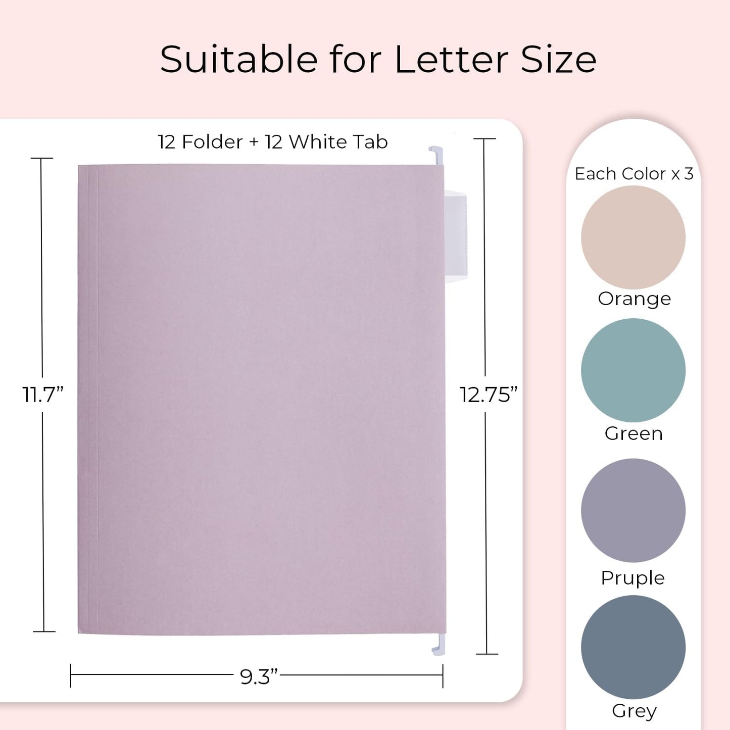 Y YOMA 12 Pack Colored Hanging File Folders Letter Size Decorative Hanging Folder Cute Pretty File Folder for Filing Cabinet Office Home with 1/5-Cut Adjustable Tabs, 4 Selected Morandi Color