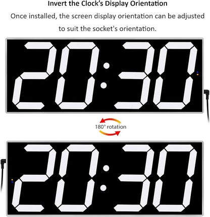 West Ocean Large Smart Digital LED WiFi Wall Clock with 6" Single Digit, Countdown, DST, Multifunction WiFi Smart Wall Clock (White Frame/White Digital)