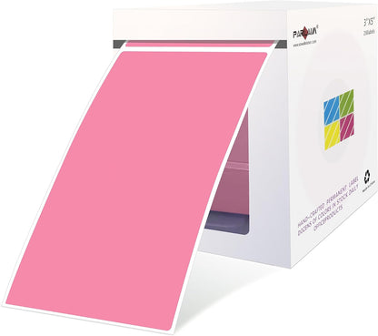 PARLAIM 5 x 3 inch Square Color-Coding Sticker Labels, Permanent Rectangle Color Coding Inventory Sticker for Labeling (250pcs Pink)