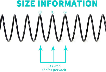 RAYSON 28.6mm Spiral Wire Coil Binding, 3:1 Pitch, 1-1/8" Metal Spiral Coils Binding 240 Sheets Capacity, Black Color & Pack of 50