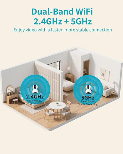 VIMTAG 4K UHD Cameras for Home Security - Indoor Pet Camera, 360° Pan/Tilt Dog Camera with Phone App for Nanny/Baby/Room, Night Vision, Free AI Detection & Motion Tracking, 5G/2.4GHz WiFi, 2-Way Audio