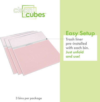 | 13 Gallon Disposable Trash Cans (3-Pack) with Fitted Trash Bags - Reusable Garbage and Recycling Bins for Parties, Events, and More (Pink - 17" Height x 13.5" Width x 10" Depth)