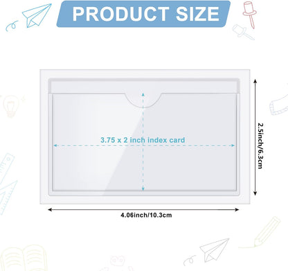 Chinco 50 Pack Clear Adhesive Pockets, Labels for Storage Bins, Plastic Self Adhesive Index Card Holder with Top Open for Organizing Bins Box Drawer(2.5 x 4.06 Inches)