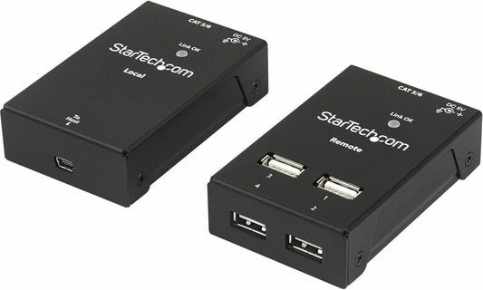 StarTech.com 4-Port USB 2.0 Extender - 130ft (40m) USB Over Cat5/Cat6 Extender - Compact USB 2.0 Over Ethernet Extender, TAA (USB2004EXTV)