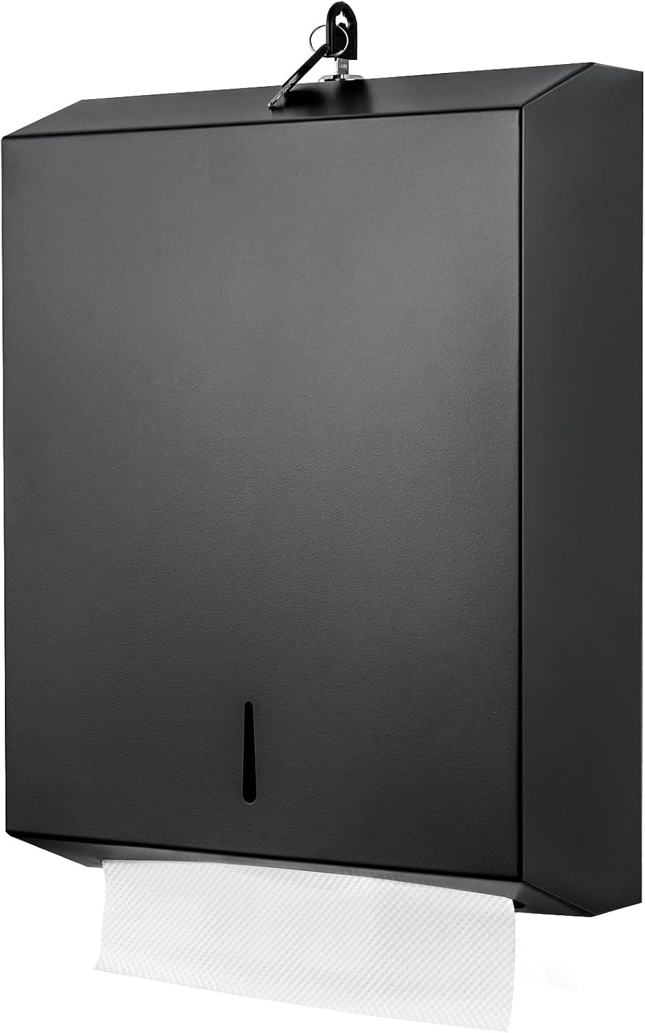 Paper Towel Dispenser Wall Mount Commercial c fold Multifold Trifold, Touchless Hand Towel Dispenser with Lock, (Matte Black)