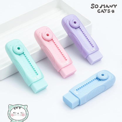 M&G 4 Pcs Cute Erasers for Kids Sliding Retractable Pencil Erasers, Push Pull Design Cute Erasers Stationery Supplies for Kids Back to School Supplies for Office