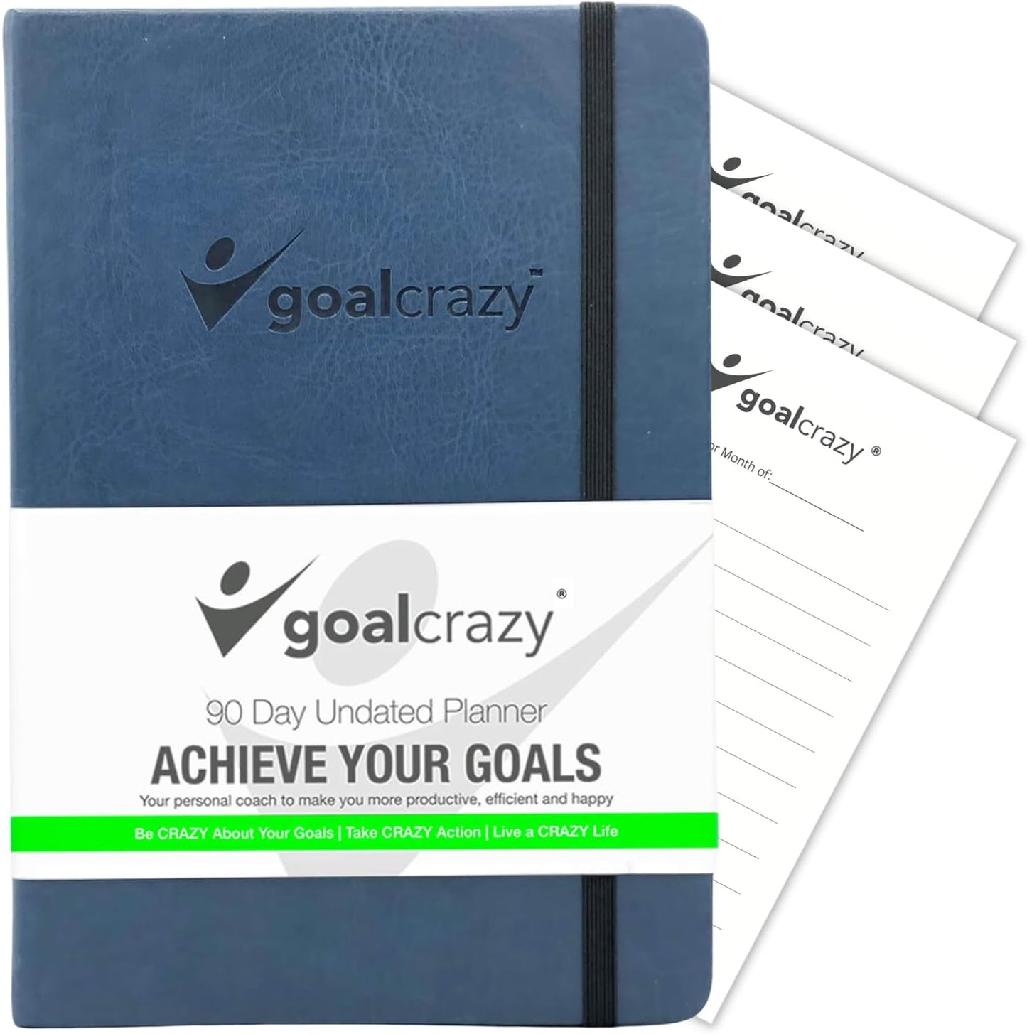 Undated Planner – 90 Day Guided Journal & Productivity Organizer, A5 Daily & Weekly Planner 2025 2026 with Goal Setting, Habit Tracker, To Do List, Academic & Work Calendar, Leather Hardcover - Navy