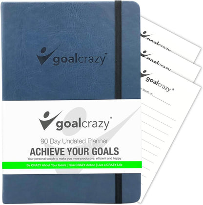 Undated Planner – 90 Day Guided Journal & Productivity Organizer, A5 Daily & Weekly Planner 2025 2026 with Goal Setting, Habit Tracker, To Do List, Academic & Work Calendar, Leather Hardcover - Navy