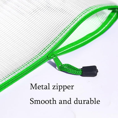 Mesh Zipper Pouch Bag,A3 Zipper Bag for Organizing Storage, Waterproof Zipper Pouch, 17" x 12"/44cm x 32cm, File Bag for School and Office Supplies (Green)