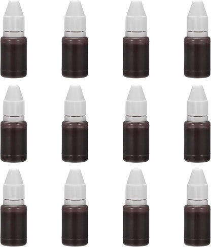 PATIKIL 0.33oz Refill Ink for Stamps and Ink Pads, 12Pcs 10ml Stamp Pad Ink Refill for Office Stamp Self Inking Stamp Date Stamp Scrapbooking, Brown