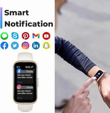 Fitness Tracker Smart Watch, 1.47" Full Touch Health Tracker with 24/7 Heart Rate & Blood Oxygen Monitor, Sleep Tracker, 3ATM Waterproof Step Tracker Activity Tracker for Women Men, Gold Star