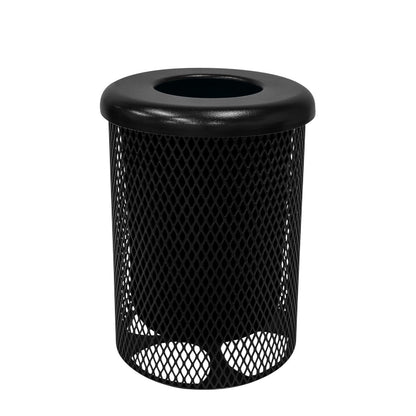 RFT-TXTBLK Heavy Duty Round Trash Receptacle with Flat Top, Liner Included, 32 Gallon, Textured Black, Made in America