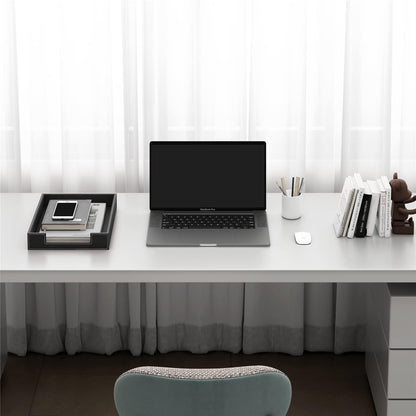 Leather Letter Tray, THIPOTEN Elegant Desk Organizer for Office Supplies, Mail, Paper, File, Magazine, Perfect Office Organization for Desktop(Black)