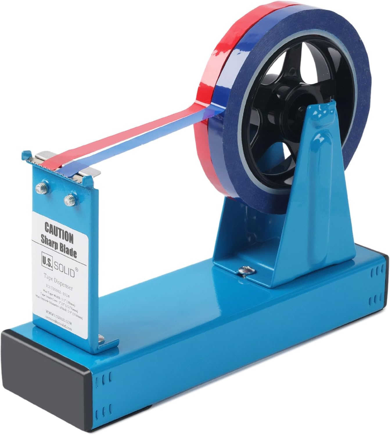 U.S. Solid Desktop Multi-Roll Tape Dispenser - 1.5 Inch Wide, 1 or 3 Inch Core, Iron, Blue