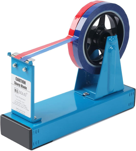 U.S. Solid Desktop Multi-Roll Tape Dispenser - 1.5 Inch Wide, 1 or 3 Inch Core, Iron, Blue