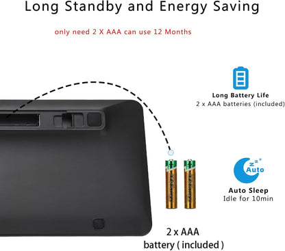 Wireless Bluetooth Keyboard, Universal Multi-Device Keyboard with Number Pad and Media Hotkeys, USB + Dual BT Connection, Ergonomic Design Slim for Windows Computer/Laptop/Tablet