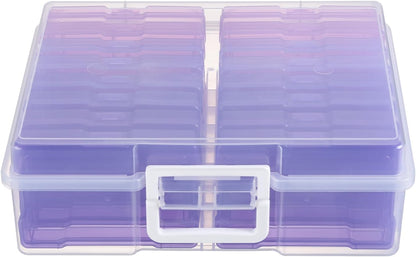 novelinks Photos Organizer - 4" x 6" Photo Storage Box with Handle - 16 Inner Cases - Purple Gradient