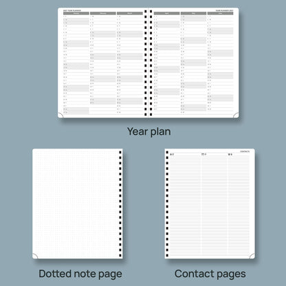 POPRUN 2026 Planner Weekly Notebook Calendar (Jan-Dec), Large Size 8.5'' x 10.5'' - Agenda 2026 Appointment Book with Monthly Tabs, Inner Pocket, Spiral Soft Cover, 100 GSM - Black