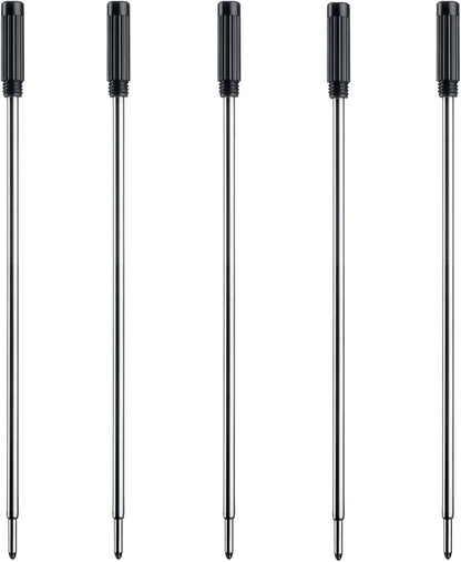 DunBong Black Ink Refill Pack of 5, Replaceable Ballpoint Pen Refills, Medium Point Metal Refill (Black)