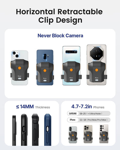 Eyoyo Bluetooth Barcode Scanner Wireless: Portable Phone Back Clip 1D Bar Code Reader for Library, Retail Store, Book Inventory - Fast UPC ISBN Scanner Compatible with 4.7"-7.2" Android Phone, iPhone