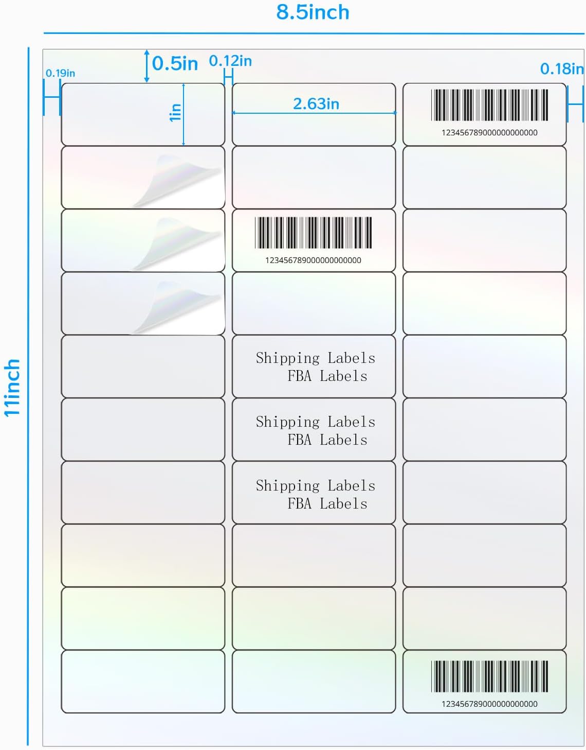 STARLIBOO Transparent Stickers Labels -1" x 2-5/8" Clear Address Labels Mailing Stickers for Laser/Inkjet Printer 8.5"×11"- 20 Sheet (Clear Holographic)