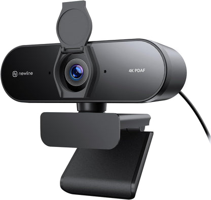 N newline 4K Webcam for PC, PDAF/CDAF Autofocus, 1080P@60FPS, 79° FOV, Auto Light Correction, 2 Noise Reduction Mics, Privacy Cover, USB-A, Streaming Camera for Skype, Teams, Online Meeting, NewEye 62