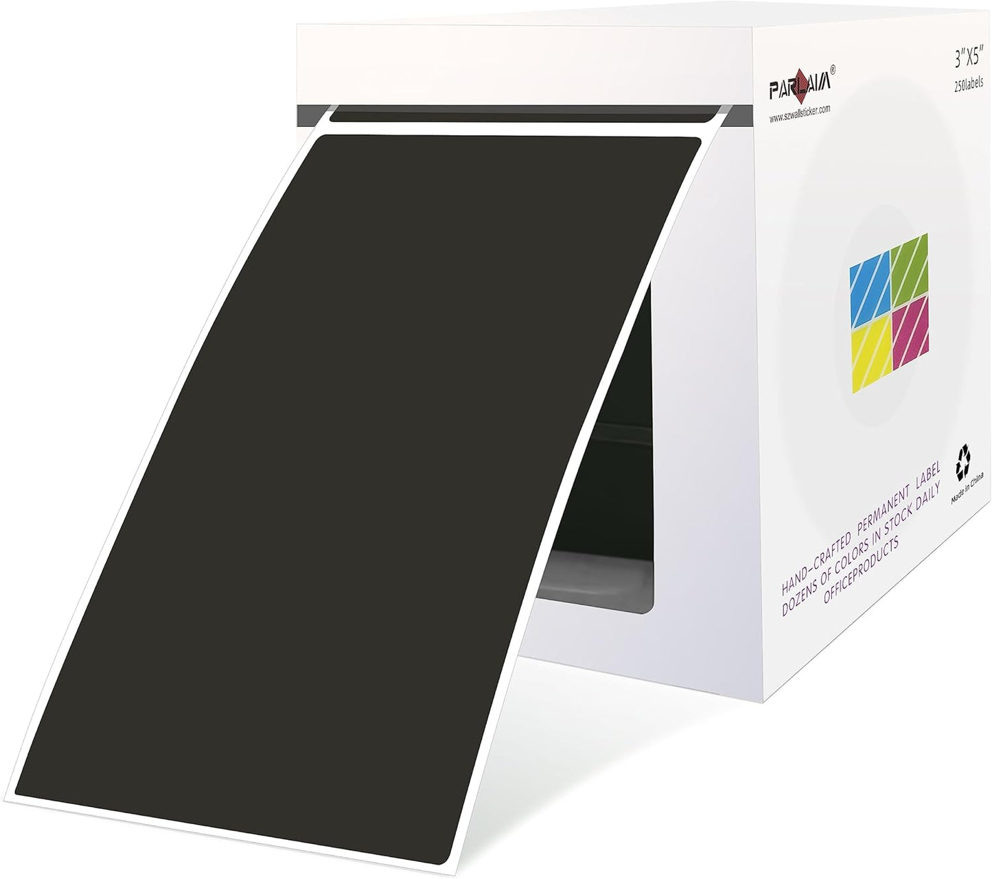 PARLAIM 5 x 3 Inch Black Rectangular Color Coding Stickers, Square 250pcs Color Code Inventory Labels for Office Files (12.7cm x 7.6cm)