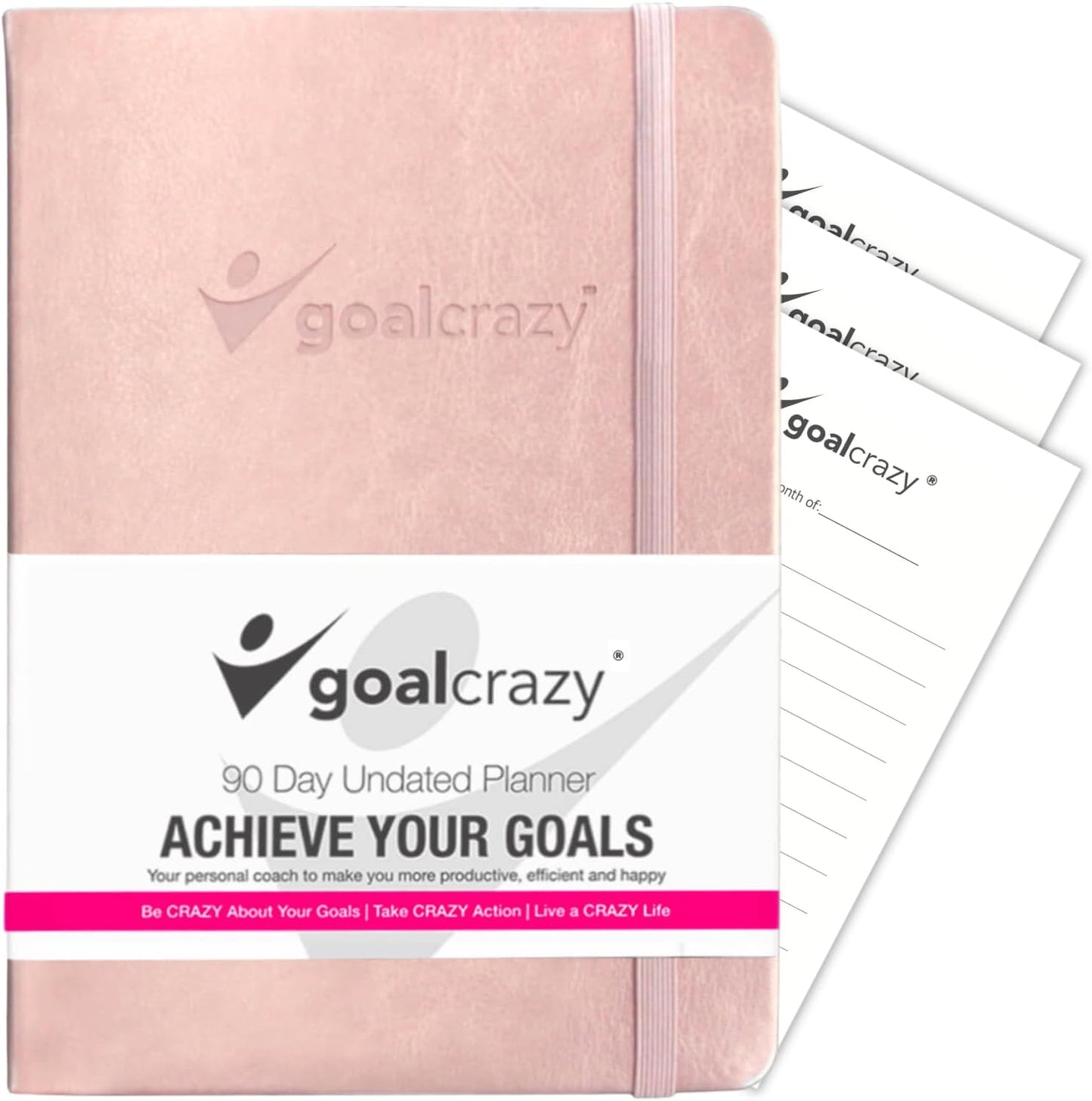 Undated Planner – 90 Day Guided Journal & Productivity Organizer, A5 Daily & Weekly Planner 2025 2026 with Goal Setting, Habit Tracker, To Do List, Academic & Work Calendar, Leather Hardcover - Rose Gold