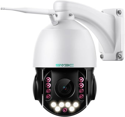 SV3C 4K 36X Zoom PTZ Camera Outdoor, 8MP Dual Band WiFi Security IP Cameras with Floodlight Color Night Vision, Humanoid Vehicle Detection, Auto Tracking,2-way Audio, ONVIF, RTSP,Cloud&SD Card Storage