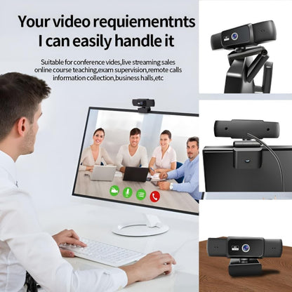 Hprosper 2K/5M Webcam with PC/Laptop/Mac, Computer Camera with Low-Light Correction/Beauty, AI Noise-Canceling Microphone, Adjustable Field of View, Built-in Privacy Shutter, Ideal for Meetings