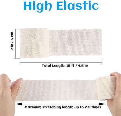 36 Rolls Elastic Self Adhesive Bandage Wrap 2 Inch, Breathable Non Woven Cohesive Bandage, Vet Wrap for Dogs, Ankle Sprains Swelling Medical First Aid Tape, Sports Athletic Tape White