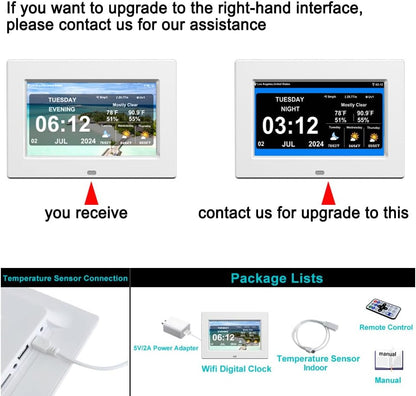 New Digital Weather Clock with Temperature Humdity Alarm Clock (7inch / White)