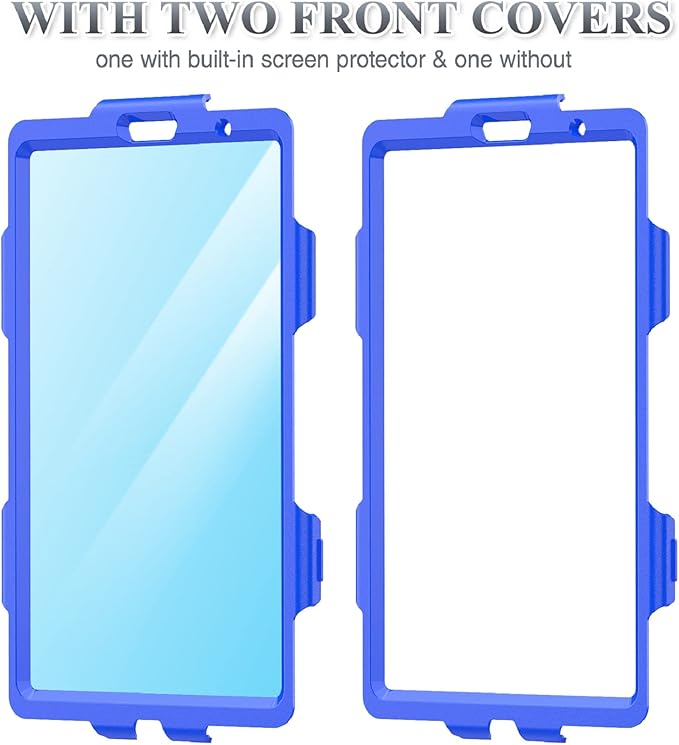 SEYMAC stock Case for iPad 9th/ 8th/ 7th Generation 10.2'', Shockproof with Screen Protector, Pencil Holder [360° Rotating Hand Strap] & Stand, for iPad 10.2 inch 2021-2019 (Blue+Black)