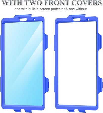 SEYMAC stock Case for iPad 9th/ 8th/ 7th Generation 10.2'', Shockproof with Screen Protector, Pencil Holder [360° Rotating Hand Strap] & Stand, for iPad 10.2 inch 2021-2019 (Blue+Black)