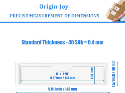 Origin-Joy 35 PCS Self Adhesive Index Card Pockets with Top Open, Clear Plastic Label Holder for Cards of Note, Library and Business, Adhesive Label Pockets & Card Holder (5 x 1.25 inch)
