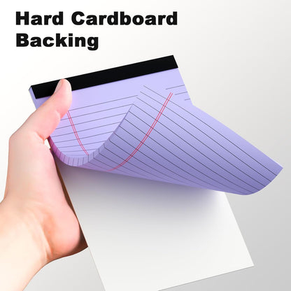 6pcs Small Legal Pad 5x8 College Ruled Purple Legal Pads Notepads 6 Pack Study Back Writing Pads 5 x 8 Perforated Narrow Ruled Pads of Paper Purple
