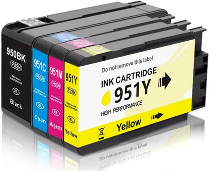 4 Pack 950XL 951XL Ink Cartridges Combo Pack Replacement for HP 950 951 Ink Cartridges for HP OfficeJet Pro 8100 8110 8600 8610 8615 8616 8620 8625 8630 8640 8660 251DW 276DW 271DW, (BK, C, M, Y)