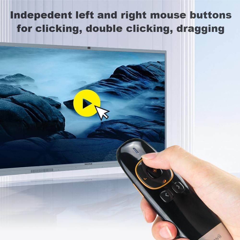 Norwii N86s Ergonomic Wireless Presenter Clicker for LED LCD TV Screen with Digital Pointer, Air Mouse Presentation Clicker for PowerPoint, Presenter clicker with Highlighting Magnify -50M