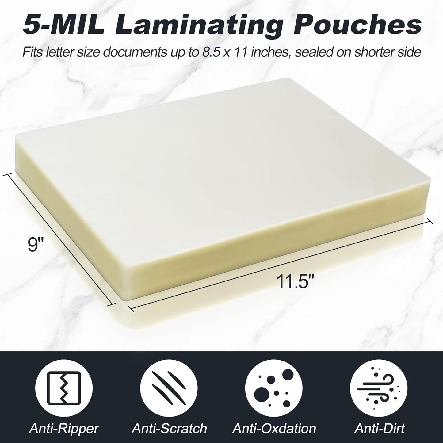5 Mil Thermal Laminating Sheets 200 Packs, 9” x 11.5” Clear Laminating Pouches Holds 8.5 x 11 Inch Sheet Lamination Plastic Paper for Laminator, School Office Supplies Laminate