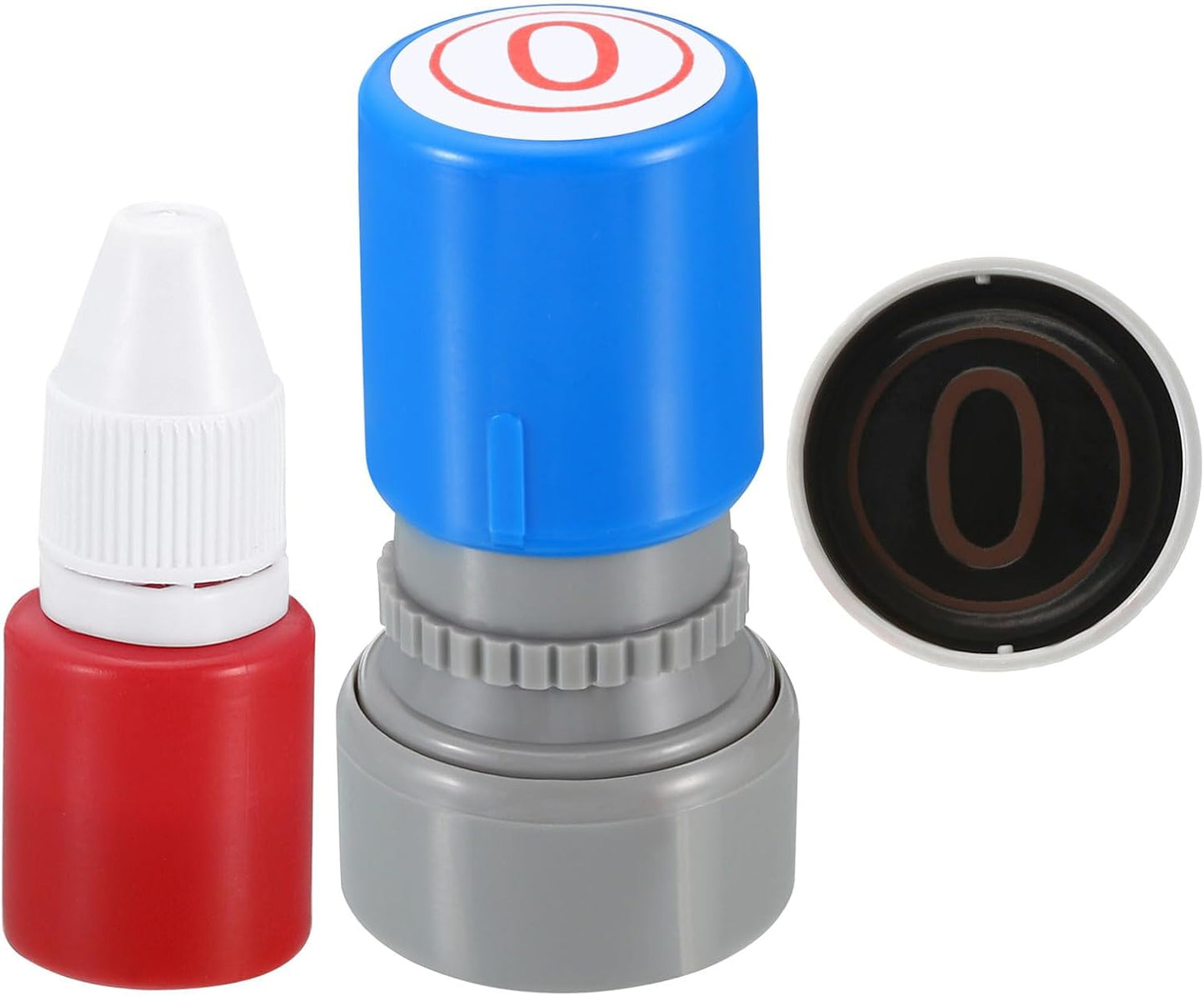 PATIKIL Number Stamps Self Inking, Numeral 0 Number Stamp Teacher Stamp Initial Stamp Ink Stamp for Class Notebook Scrapbooking DIY Craft Style 2, Red Ink