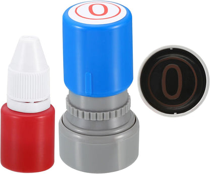 PATIKIL Number Stamps Self Inking, Numeral 0 Number Stamp Teacher Stamp Initial Stamp Ink Stamp for Class Notebook Scrapbooking DIY Craft Style 2, Red Ink