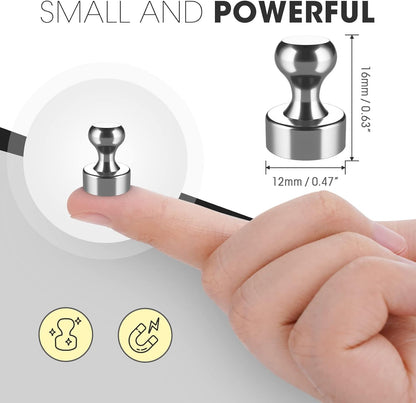 Grtard 48 Pack Magnetic Push Pins, Fridge Magnets for Whiteboard, Whiteboard Magnets Refrigerator Magnets, Small and Strong Push Pin Magnet for Office, School, Locker, and Map Magnet